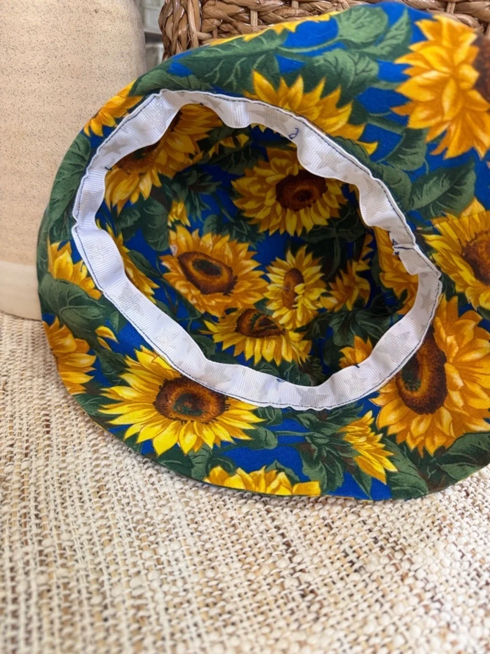 Vintage 90s Baby Toddler Girl Hat Sunflower Print Bucket Hat ADORABLE